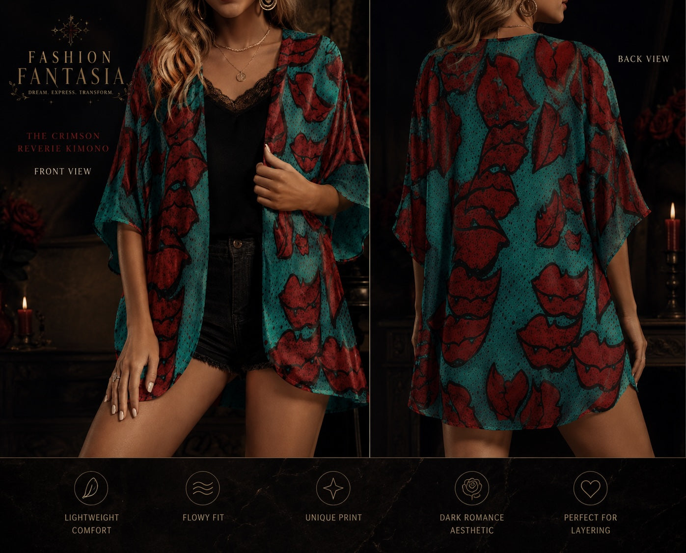 The Crimson Reverie Kimono