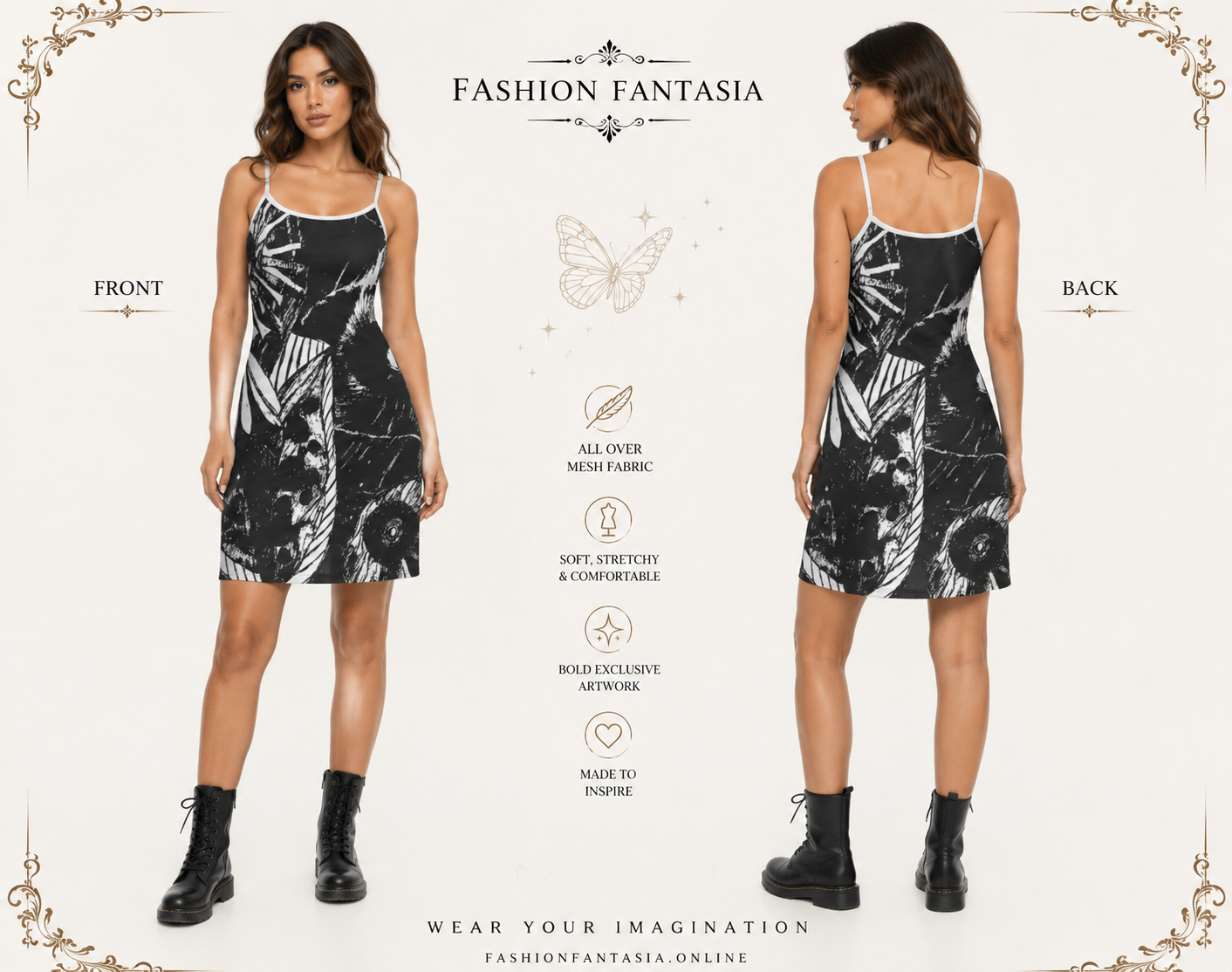 Noir Sketch All-Over Mesh Mini Dress